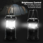 [4-Pack] LED Camping Lantern, Suitable Survival Kits for Hurricane, Emergency Light for Storm, Outages, Outdoor Portable Lanterns, Black, Collapsible Design and 30 LED Lights, APL1424