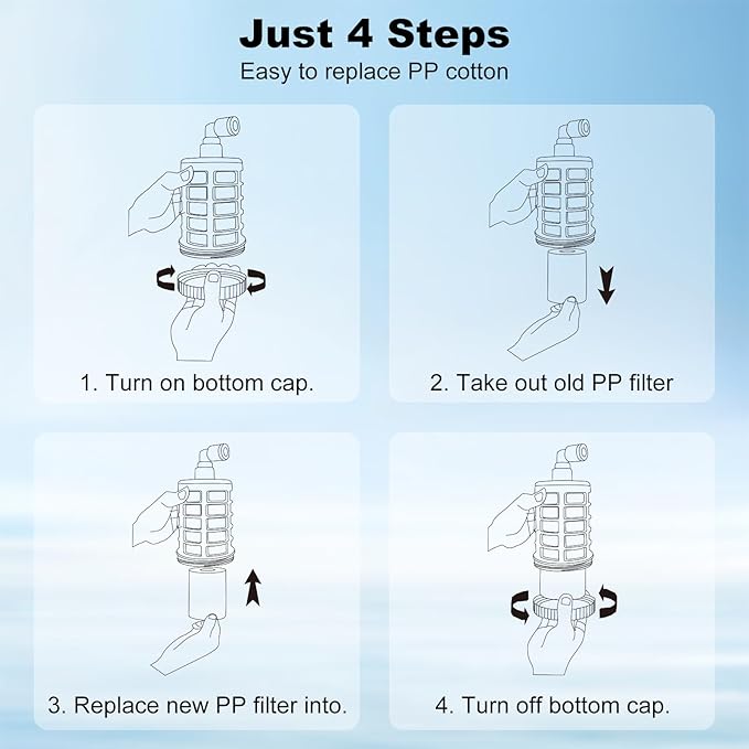 Purewell® K8680 RO Water Purifier System，Replacement Component PP Cotton Pre-Filter，3-Stage Portable Water Filtration,Survival Gear Purification for Drinking，Team Camping，Travel