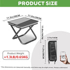 Portable Ultralight Travel Stool Camping Chair Fishing Stool - Gray Carbon Steel with Foot Pads and Keychain, Handbag Style Pocket Foldable