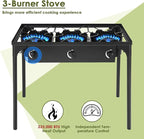 GYMAX Camping Stove, 3 Burner Propane Camp Stove w/Detachable Legs, 225,000-BTU Output, 20 PSI Regulator & CSA Certification, 30’’ Outdoor Gas Stove, High Pressure Propane Burner for BBQ (3 Burner)