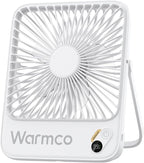 Warmco 10000mAh Portable Travel Fan 7-inch, [10-24H Runtime] Ultra-thin Digital Display Mini Desk Battery Operated Fan for Bedroom, Camping, Cruise Essentials 2025