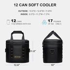 Portable Soft Cooler 12 Cans, IP68 Tizip Leak-Proof Zipper for Camping, Fishing, Beach, Outdoors Insulated Ice Chest with Reusable Ice Pack
