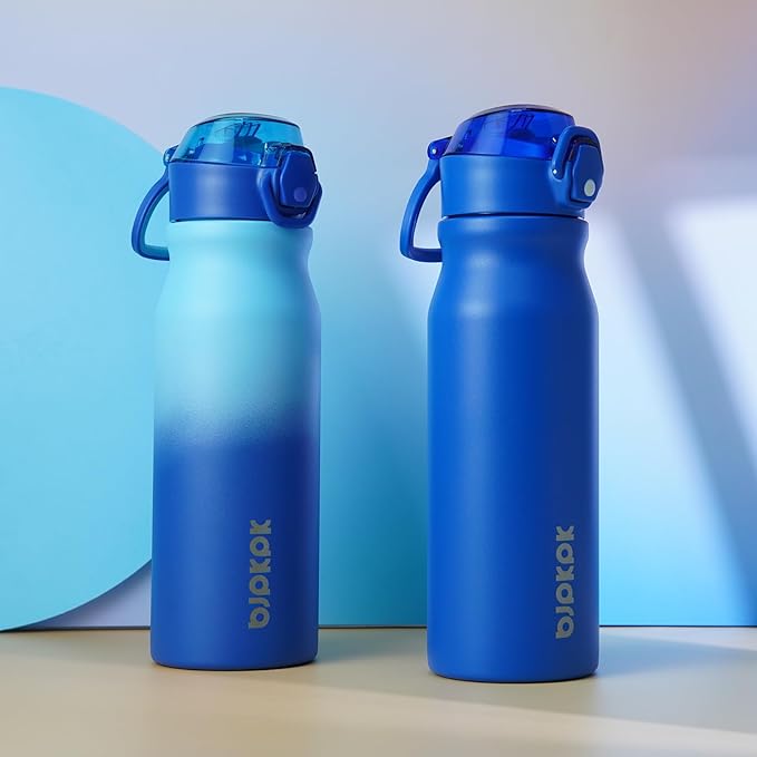 BJPKPK Insulated Water Bottle 25oz Stainless Steel Water Bottles With Straw And Carry Handle Double Wall Metal Thermo,Sky
