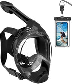 VGKE Full Face Snorkel Mask for Adults, 180 Degree HD Panoramic View Snorkeling Gear with Waterproof Phone Pouch, Anti-Leak & Anti-Fog, Breathe Freely Suitable for Men/Women