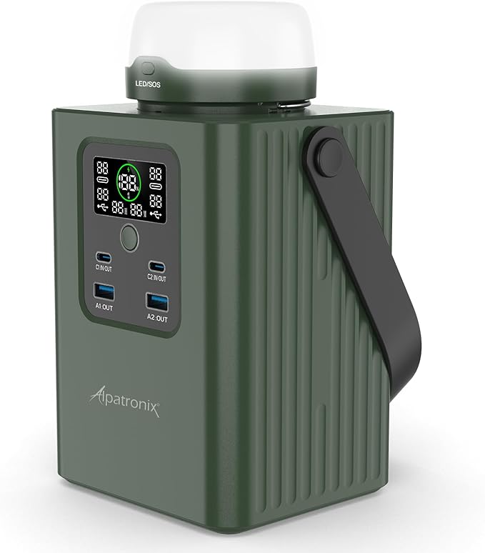Alpatronix Portable Power Bank Station (93000mAh), 300Wh Power Station, 95W Outdoor Generator with Detachable LED Lights. 100W Fast Charging and LifePO4 Battery for Camping, Traveling and Emergencies.