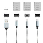 Multi Charging Cable(2Pack 4FT), Multiple Charger Cord Nylon Braided Charger Cord for Multiple Devices, 3 in 1 Charging Cable with Type-C/Micro USB and IP Port, Compatible with Most Phones and More