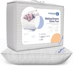 Continental Bedding | Serenity Goose Down Pillow | 700 Fill Power Hungarian White Down | 400TC Cotton Damask Shell | Made in USA | Soft, Standard with Protector