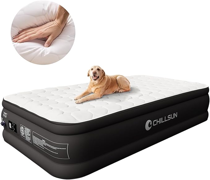 CHILLSUN Twin Air Mattress with Built in Pump, Upgraded 18" Raised Comfort Blow up Mattress, Durable Inflatable Mattress Air Bed for Guests & Home, Colchon Inflable, Airbed 700lbs Max