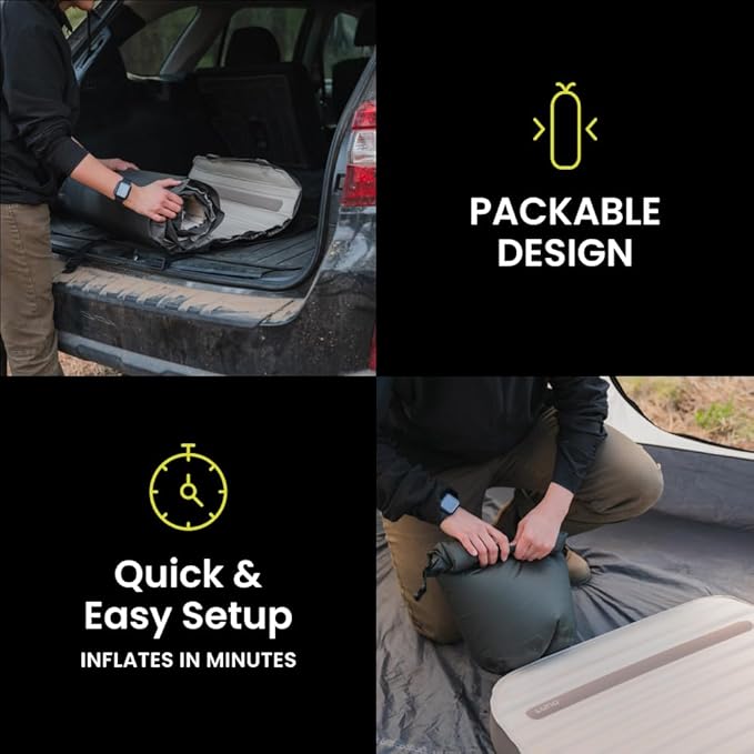 Luno AIR+Foam PRO Camping Mattress - Tall | Universal Fit | Hybrid Foam + Air Mattress