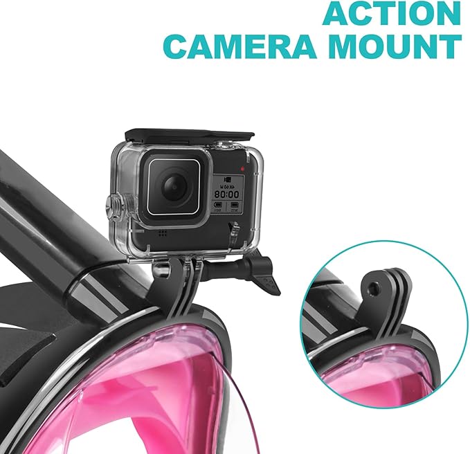 Full Face Snorkel Mask Adults with Dry Top System, Detachable Camera Mount, 180 Panoramic Anti-Fog Anti-Leak Diving Mask for Adult and Kids