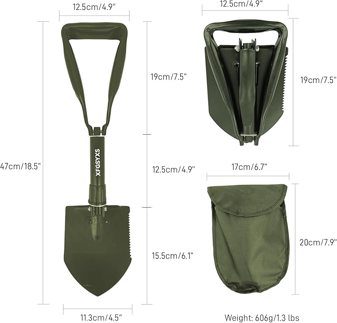 Mini Folding Camping Shovel, Lightweight Portable Small Tactical Survival Shovel, High Carbon Steel Military Shovel Entrenching Tool for Outdoor, Hiking, Digging, Backpacking, Car Emergency, Off Road