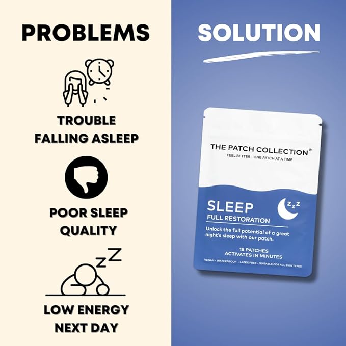 The Patch Collection® - Deep Sleep Aid Patches | Melatonin, Valerian Root, Passion Flower, Magnesium for Nighttime Support | Vegan Friendly Waterproof Patch, Latex Free (Pack of 15)