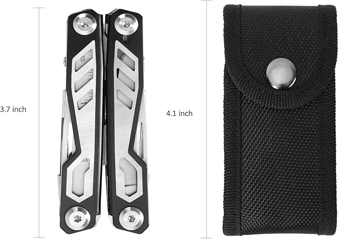 16-in-1 Compact Multitool, Full-Size, Multi Tool for DIY, High-Grip Black Handle - EDC/Hiking/Garden Essential/Outdoors