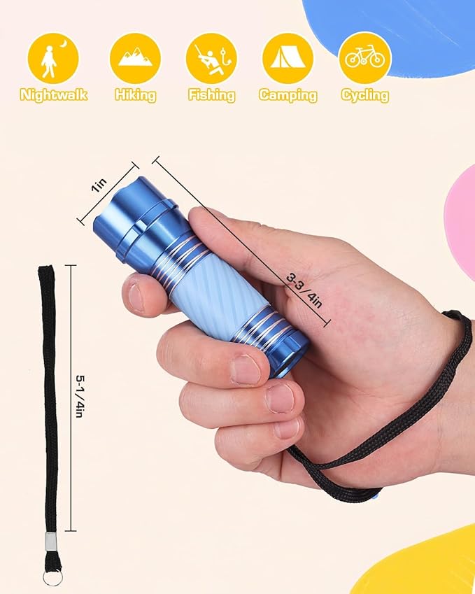 EverBrite 4-Pack Mini LED Aluminum Flashlight Party Favors Colors Assorted for Hurricane Supplies with Handle Glow in Dark