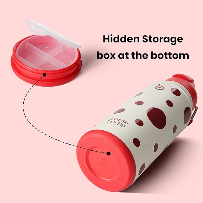 BOTTLE BOTTLE 32oz Insulated Water Bottle Stainless Steel Sport Water Bottle with Straw Dual-use Lid Design for Gym with Pill Box