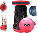Portable Collapsible Stool - 4 Pillars Large Weight Capacity Travel-Friendly Folding Stool, Easy to Use Lightweight Telescoping Seat for Outdoor Activities, Camping & Hiking (Red)