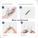 6-in-1 Multi-Function Camping Utensil Flatware Set Detachable Spoon Fork Knife Combo Mess Kit with Carrying Pouch (Black + Green)