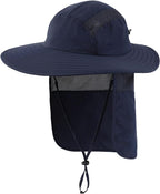 Home Prefer UPF 50+ Mens Wide Brim Fishing Hat with Neck Flap Sun Hat for Men Women Sun Protection Cap