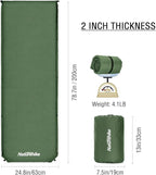 Naturehike Foam Self Inflating Sleeping Pad, 2 inch Thick Sleeping Pad for Camping, Durable Camping Mattress Connectable with Multiple, Lightweight Sleeping Mats for Backpacking, Tent, Hammock, Hiking