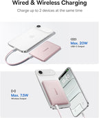 Baseus Picogo Power Bank, 0.3" Ultra Slim 5000mAh MagSafe Battery Pack, Upgraded CCC Certified and Polished Alloy Magnetic Portable Charger, Wireless Charger for iPhone 17/16/15/14/13/12