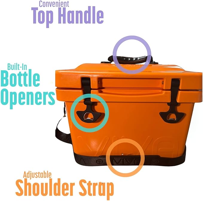 Viva 14QT On-The-Go Personal Portable Hard Cooler Ice Chest | Everyday, Beach, Sports, Camping, Picnics, Lunch Box, Groceries/Market