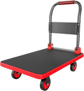 Foldable Luggage Trolley on Wheels Heavy-Duty Cart with Handle & Bumper Strips Silent TPR Wheels for Easy Transport & Storage (60×90×97cm)