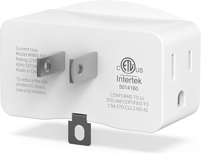 ETL Listed 3 Prong to 2 Prong Grounded Adapter, FiiMan 3 Pin to 2 Pin Polarized Plug Extender Power Strip Triple Outlet Converter, 3-Sided Outlets Wall Plug Splitter for Household Appliances,White(1)