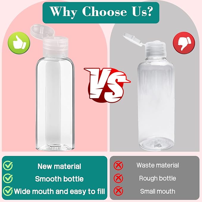 10 Pack Empty 3.4 oz Travel Bottles Tsa Approved Leakproof Plastic Squeezable Small Bottles for Toiletries Liquids Travel Essentials with Black Flip Cap