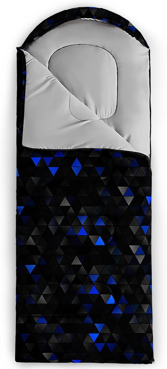 Sleeping Bags for Adults and Kids，3D Printing Camping Sleeping Bag for Girls Boys Lightweight Waterproof Cold/Warm 3-Season，Outdoor Travel with Compression Bags