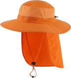 Home Prefer Outdoor UPF50+ Mesh Sun Hat Wide Brim Fishing Hat with Neck Flap Sun Hat for Men Women