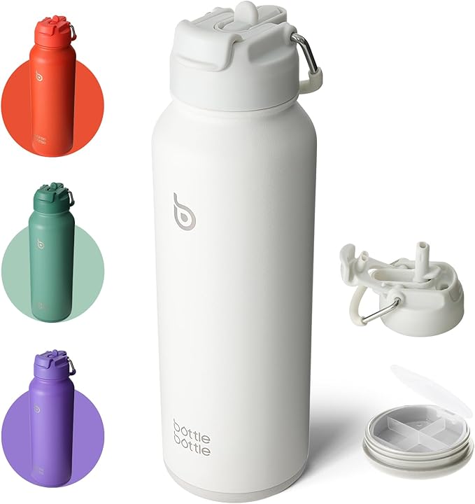 BOTTLE BOTTLE 40 oz sports water bottle stainless steel insulated water bottle with straw and pills holder