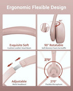 Wireless Headset with AI Noise Cancelling Microphone Bluetooth Headset - Bluetooth V5.2 Headphones with USB Dongle, Charging Base & Mic Mute for Computer/Laptop/PC/iPhone/Android/Cell Phones (Pink)