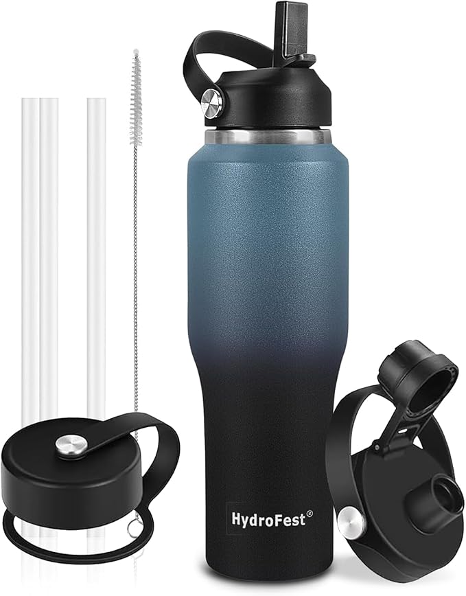 40oz Water Bottle Insulated with Straw,Leak Proof Water Bottles Fit in Car Cup Holder，Mens Water Bottle Stainless Steel for Gym,Hiking,Travel，Sport,Bpa free