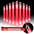 Glow Fever Emergency Safety Military Grade Glow Sticks; 10pcs, 6" Ultra Bright Glow Sticks with 12 Hours Duration. Great for Hiking, Party, Camping, Blackouts, Hurricane and Survival Kits (Red)
