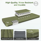 Self Inflating Sleeping Pad with Electric Pump, 4" Ultra-Thick Memory Foam Camping Pad with Pillow, 9.5 R-Value Insulated Camping Mattress, Army Yellow