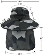 Sun Hats for Men Women Fishing Hat UPF 50+ Breathable Wide Brim Bucket Hats Summer UV Protection Safari Hat with Neck Flap