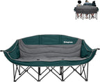 KingCamp Double Camping Chair, Oversized Heavy Duty Loveseat for Adults Portable Folding XL 2 Person Couch Padded Comfortable Two Seat with Cup Holder for Outdoor Lawn Backyard
