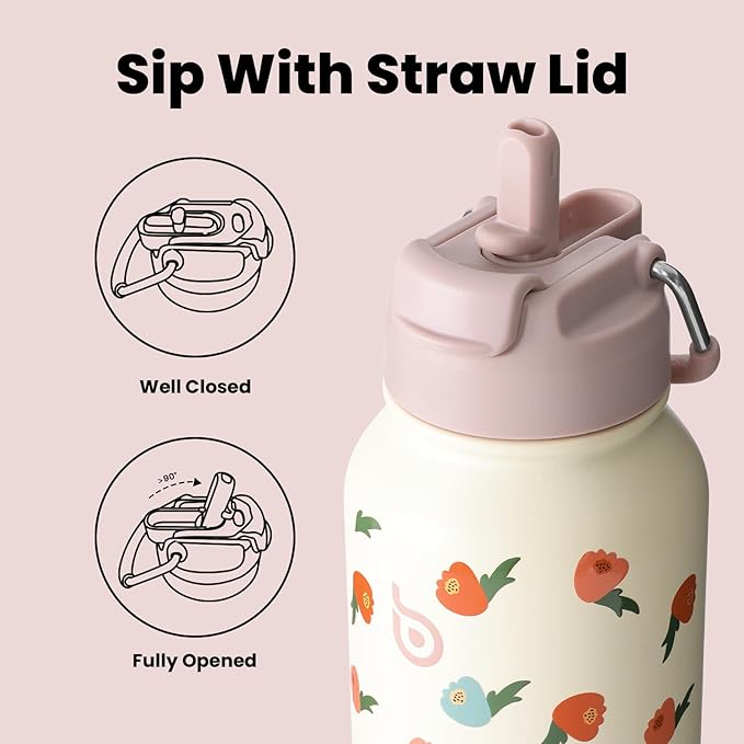 BOTTLE BOTTLE 32oz Insulated Water Bottle Stainless Steel Sport Water Bottle with Straw Dual-use Lid Design for Gym with Pill Box