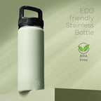 SipX™ Triple-Insulated Stainless Steel Water Bottle 18oz. With 3 Lids, BPA-Free Reusable Insulated Water Bottle Keeps Cold 24 Hours, (Green)