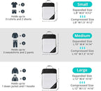 7 Set Compression Packing Cubes for Travel - Compressible, Lightweight, and Space-Saving Packing Cubes, Travel Essentials for Women, Black