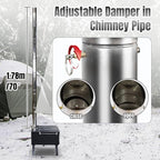 Fitinhot Camp Wood Stove, Tent Wood Burning Stoves Portable with Chimney Pipes, Upgraded Titanium Surface Camping Stove, Heat Resistant Glass & Gloves for Outdoor (Black)