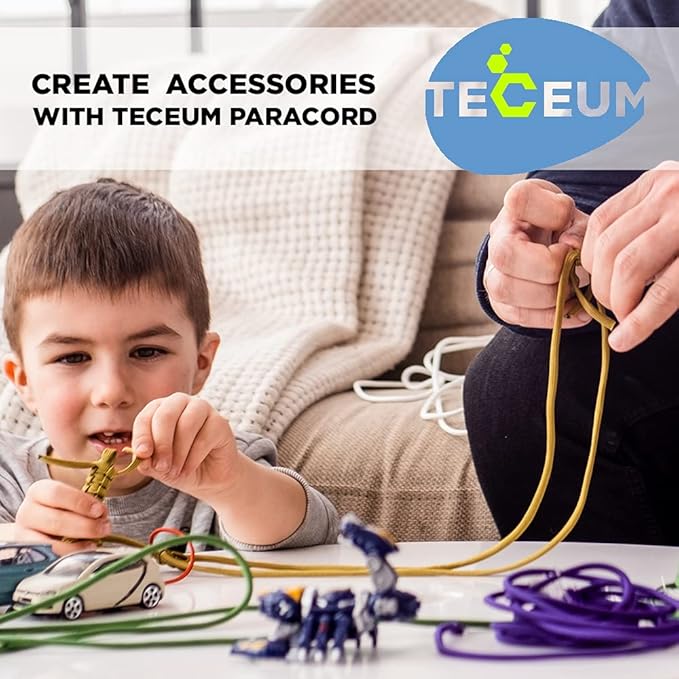 TECEUM 5/32" Paracord Rope 1000 – 1000ft / 200ft / 100ft / 50ft – Tactical Parachute Cord 4mm – 45+ Colors – Nylon String for Survival & Camping Gear – Stripe Cord for Survival – Utility Rope