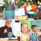 Insulated Thermo Food Jar for Hot & Cold Food for Kids Adult, 17&24 oz Soup Thermal Hot Food Containers for Lunch, Triple Layer Insulation Stainless Steel Food Jar with Spoon(2 Pack Rainbow)