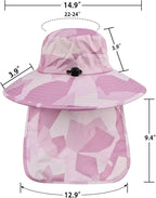 Sun Hats for Men Women Fishing Hat UPF 50+ Breathable Wide Brim Bucket Hats Summer UV Protection Safari Hat with Neck Flap