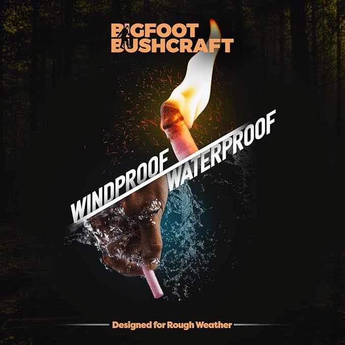 Complete Mini Fire Starting Kit - Waterpoof, Windproof, 5+ Minute Burn - Includes 16 Fire Plugs, Hinged Travel Tin, and Mini Ferro Rod Set