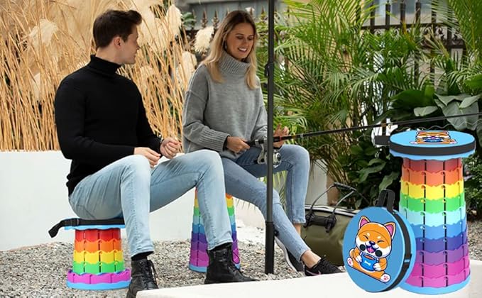 Alevmoom Folding Stool, Adjustable, Portable, Lightweight, Safety and Stability, Multi-Application