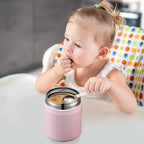 17oz Soup Thermo for Hot Food Kids Insulated Vacuum Food Jar with Stainless Steel Spoon Wide Mouth Thermo Leakproof Lunch Food Container Kids Hot Lunch Box (Pink)
