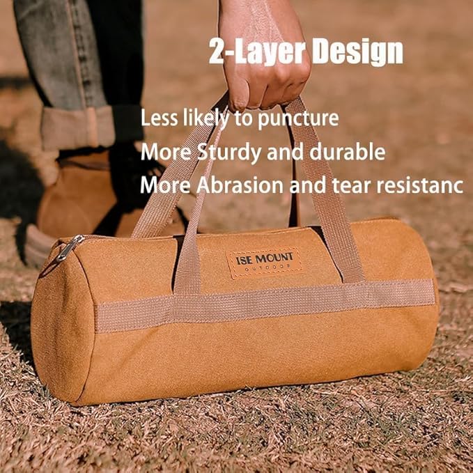 Tent Stakes Bag,Canvas Camping Storage Bags Essentials Accessories Tools Hiking Hunting Gear (Black 40CM)