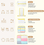 Lightweight Compression Packing Cubes for Suitcases, Compressible Expandable Travel Packing Organizer with Clear Toiletries and Backpack Bag, Travel Essentials for Carry on Luggage 7 Set