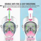 G2RISE Full Face Snorkel Mask Adults Snorkeling Set Gear for Kids with Detachable Camera Mount, Safe Breathing, Anti Fog Anti Leak